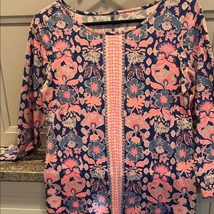 Lilly Pulitzer Pink and Blue Floral Long Sleeve Tee